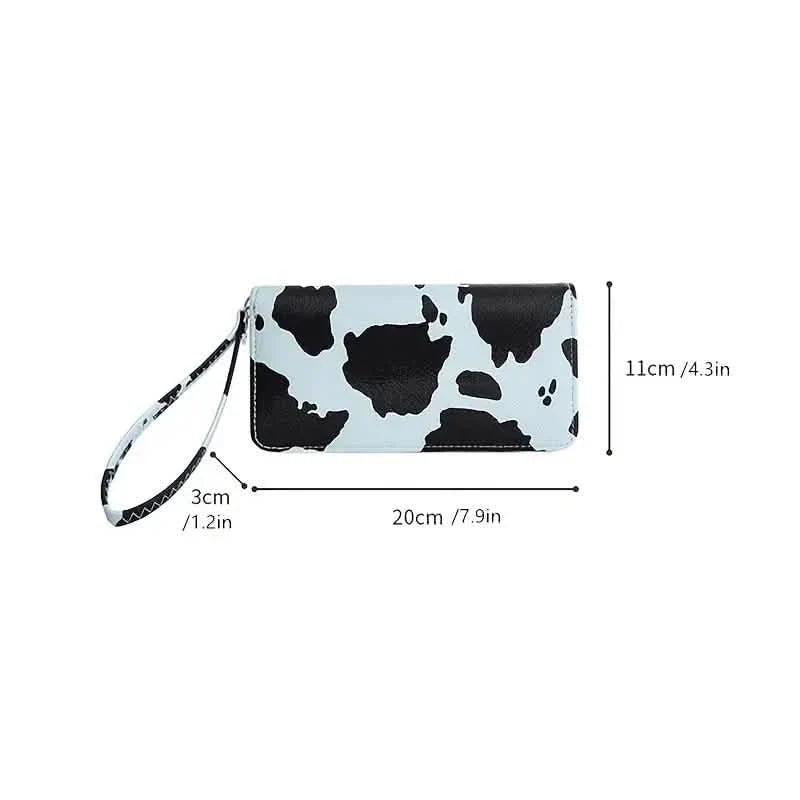Women's Cute Versatile Faux Leather Cow Print Long Wallet