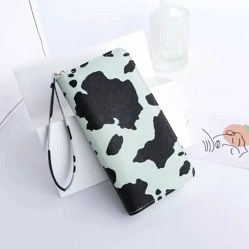 Women's Cute Versatile Faux Leather Cow Print Long Wallet