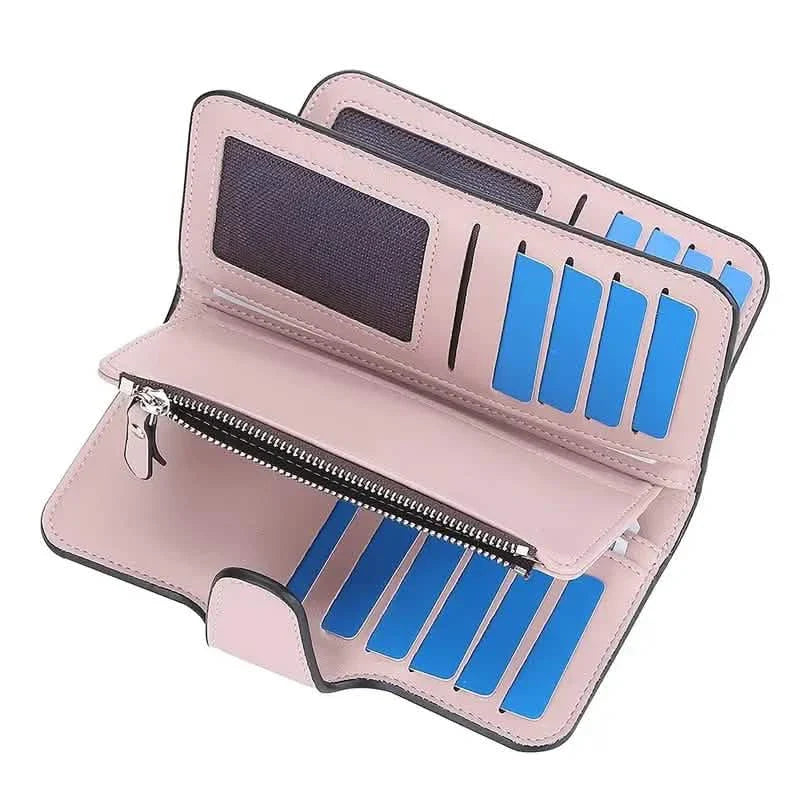 Women's Fashion Faux Leather Wallet with Card Slots & ID Window